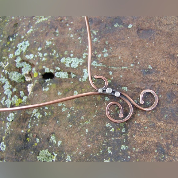 Copper Wire Collar Necklace Mixed Metal - Picture 4 of 8
